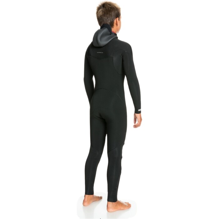 2024 Quiksilver Junior Everyday Sessions 4/3mm Chest Zip Con Capucha Neopreno EQBW203007 - Black